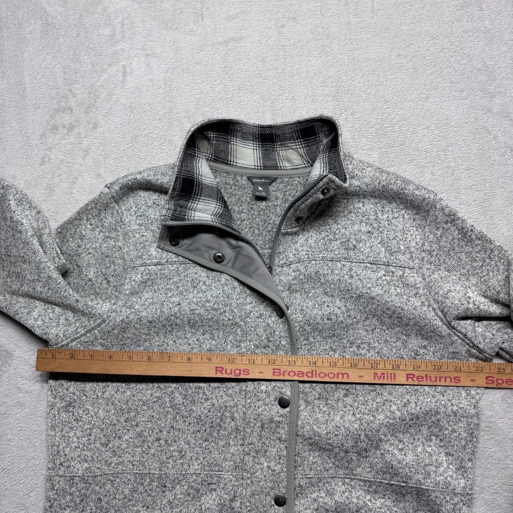 Eddie Bauer Jacket Womens XL 23802411 Gray Sweater Fleece Snap Zip EUC - Picture 8 of 9